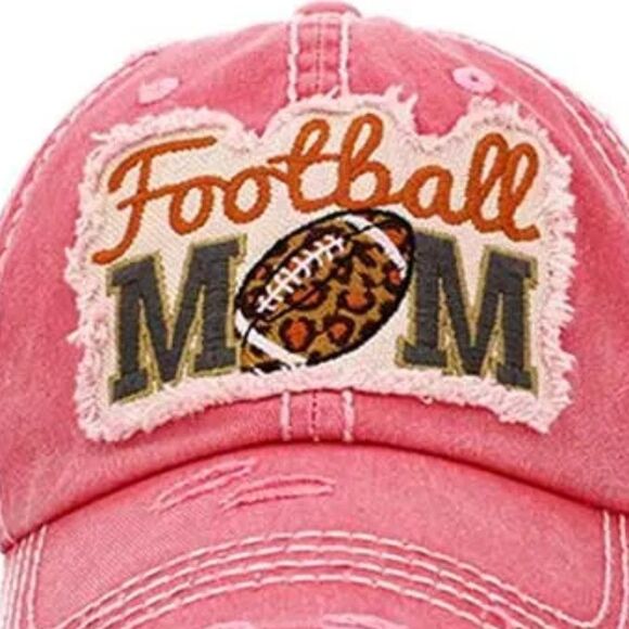 2/$30 Ladies Pink Football Mom Baseball Cap - Picture 2 of 5